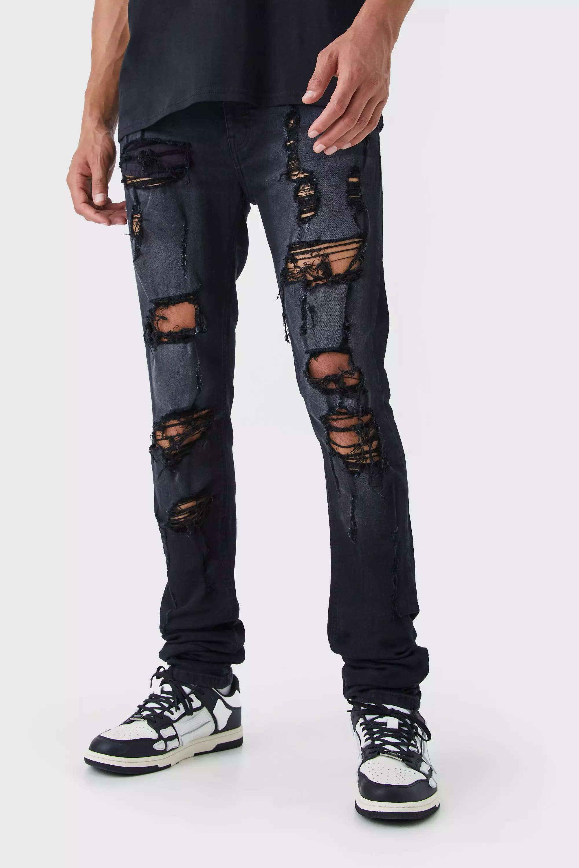 Black ripped sale jeans tall